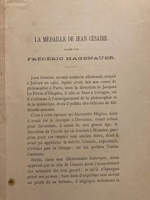 Victor De Munter: La Médaille de Jean Césaire, gravée p. Frédéric Hagenauer 1893 3