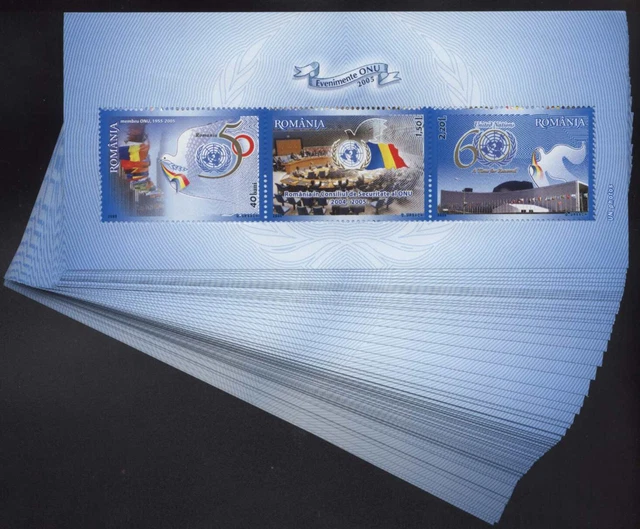 ME 300,00: WHOLESALE: 100 BLOCKS Rumänien Tag der Vereinten Nationen 2005 ** MNH