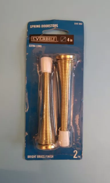 Everbilt 4 in. Bright Brass Long Spring Door Stops (2-Packs) 510 382