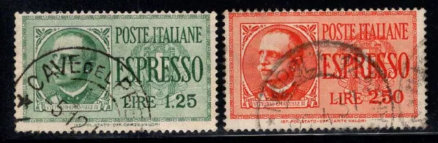 Italie 1932-33 Sass. 15-16 Oblitéré 100% exprés V. Emanuele III,1,25 l, 2,5.-.