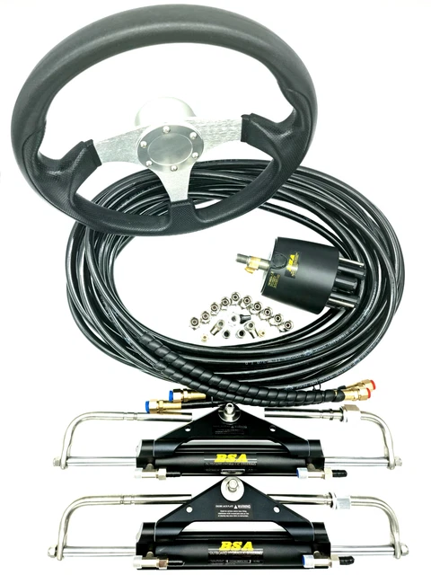 Twin Hydraulic Outboard Motor Steering Kit suits Yamaha to 150HP (sports wheel)