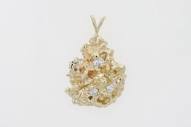 .65ctw Round Cut Diamond Nugget Pendant without Chain 14k Multi-Tone Gold .65ctw Round Cut Diamond Nugget Pendant without Chain 14k Multi-Tone Gold