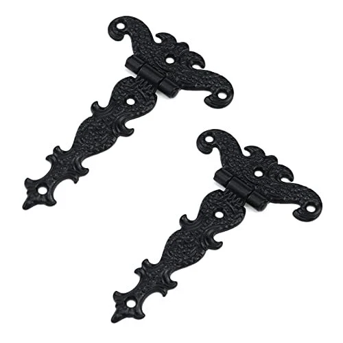 Strap Hinges Decorative Classic Black Embossment Tee Hinges Shed Door Hinges Vin