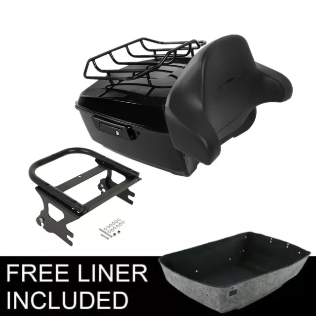King Trunk Backrest Pad 2 Up Rack Fit For Harley Tour Pak Road King Glide 97-08