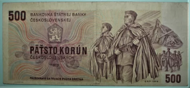 S6 - Czechoslovakia 500 Korun 1973 Very Fine + Banknote P. 93 *** Scarcer