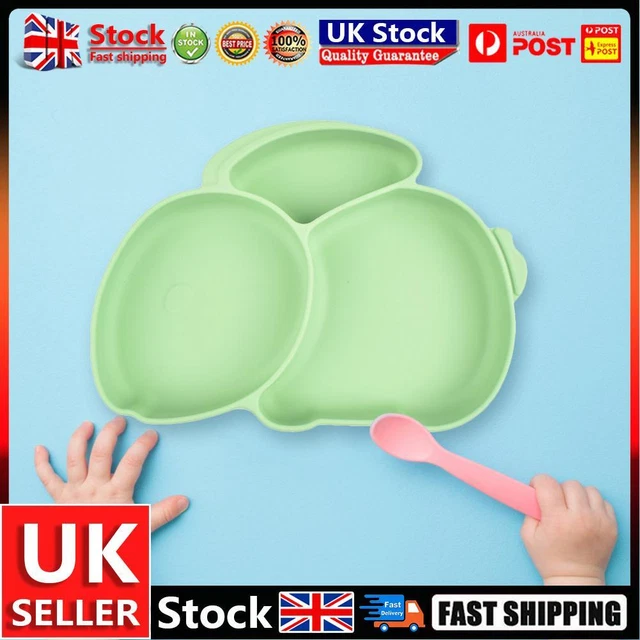 Cartoon Children Dishes Cute Silicone Baby Feeding Dishes Baby Cutlery (Green) U