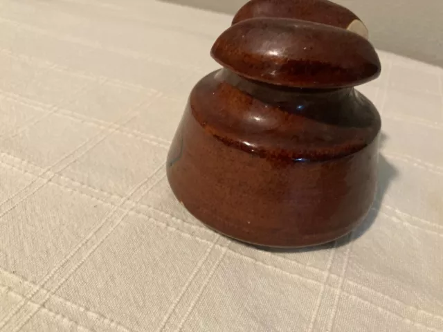 Vintage Porcelain Electrical Insulator Marked PINCO BROWN Ceramic Insulator 2