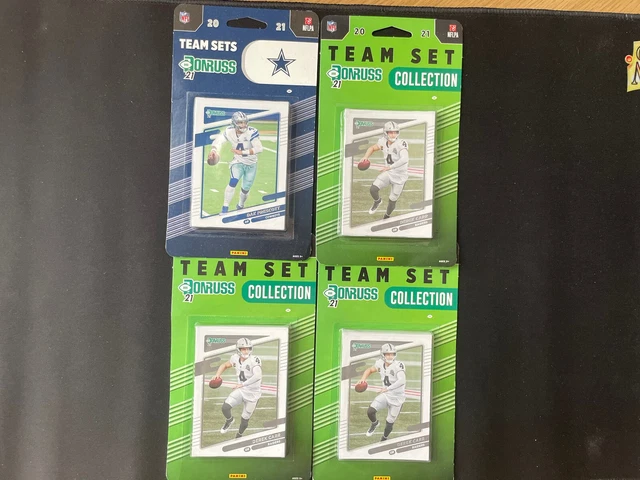 Lotto di 4 set squadra 2021 Panini Donruss 3 Las Vegas Raiders & 1 Dallas Cowboys