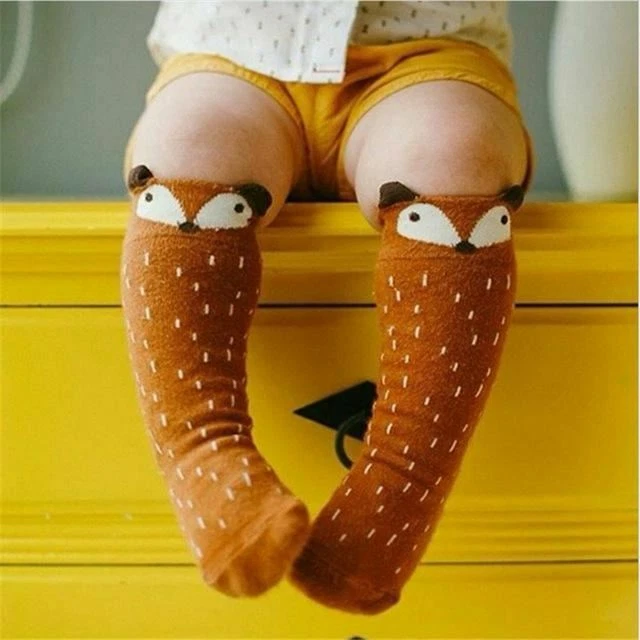 1 Paio Unisex Piacevole Carino Cartoon Fox Bambini Calzini Ginocchio Ragazza Del 4