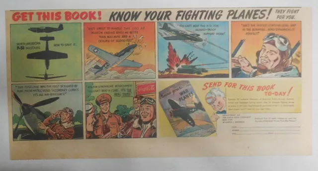 Coca-Cola War Time Ad:"P-51 Mustang Airplane" 1943 Size: 7.5 x 15 inch