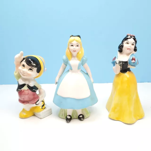 Disney Alice Wonderland Pinocchio Snow White Porcelain Ceramic Figurine Japan 6”