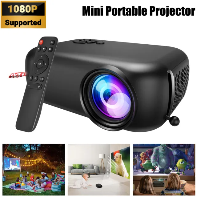 1080P Mini HD Projector HDMI USB Portable Movie Office Home Theater Cinema