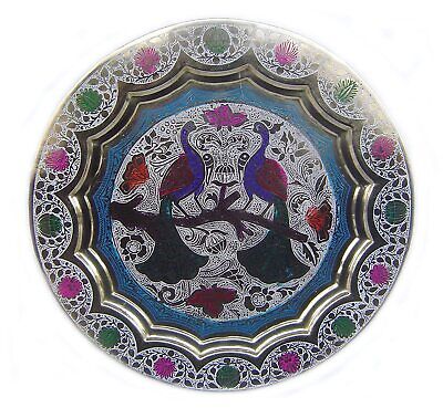 Brass Inlay Work & Enamel Colored Wall Hanging Decorative Plate 28x28 cm