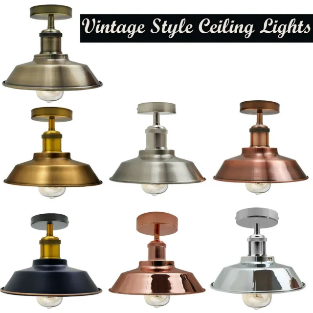 Ceiling Light Modern Industrial Vintage Style Fittings Metal Flush Mount Light