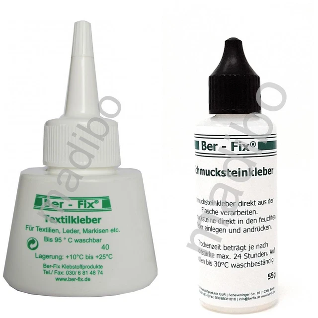 57,50 Euro pro 100g Ber-Fix Textilkleber 40 Gramm + Schmucksteinkleber 55 Gramm