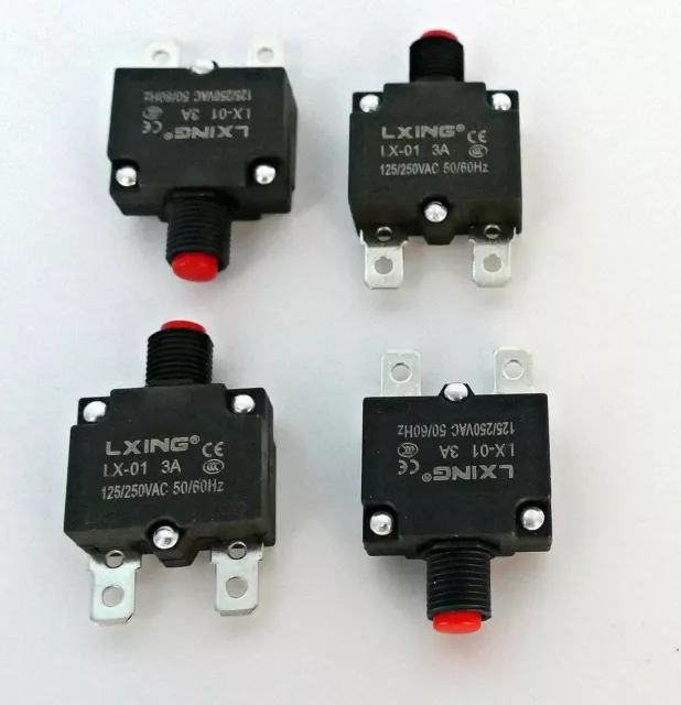 3 Amps  Circuit Breakers 125/250V AC 32V  Push Button Manual Reset