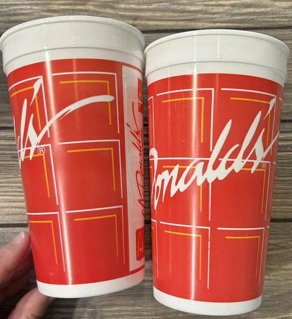 VINTAGE RED MCDONALDS Plastic Cups 1989 Collectors Cup Set of 2 39.99