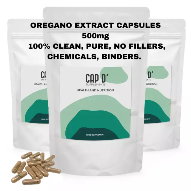 Oregano Extract Capsules 500mg Pure Natural Not Oil No Fillers No Binders