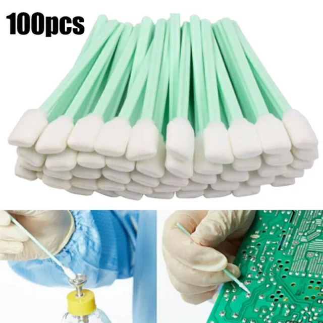 100Pcs Foam Tip Sponge Stick Cleaning Optical Swabs Inkjet Printer Equipment AU