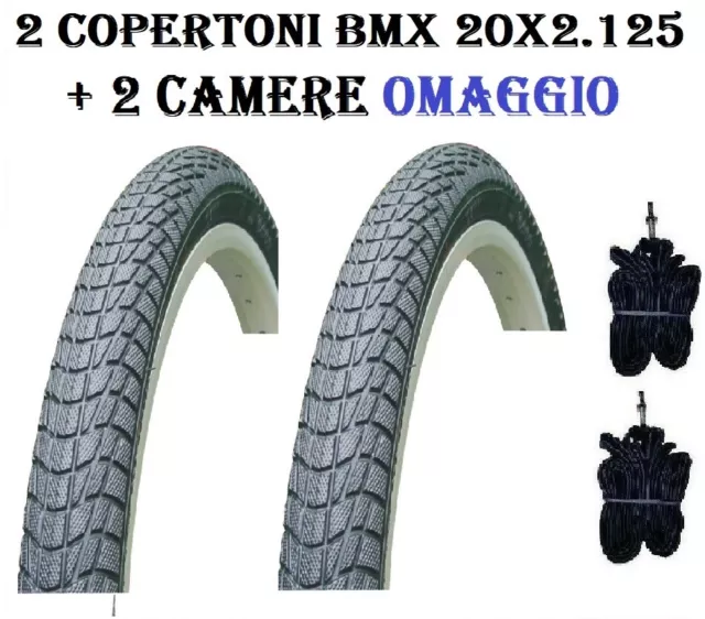 2 Copertoni 20x2.125 Bmx Freestyle Bici Mtb Pneumatici Gomme Rigido Bicicletta