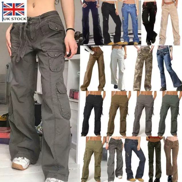 Womens Ladies Cargo Joggers Combat Stretch Casual Trousers Slim Fit  LoungeWear