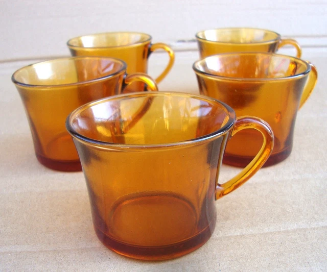 Lot De 8 Tasses Duralex Vintage Années 70 - Multicolores (vert, Marron, Bleu) - 120ml - Occasion Très Bon état