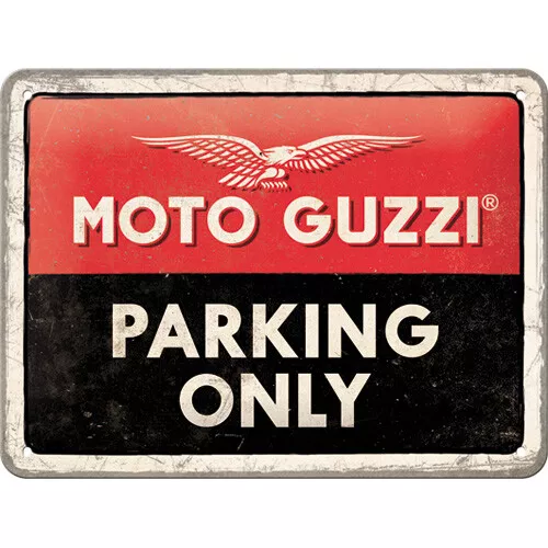 Letrero Cartel en Metal Garaje Taller moto guzzi Parking Only 10x20cm