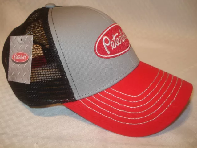 PETERBILT HAT:  Red / Grey / Mesh Cap *FREE SHIPPING IN U.S.A. *