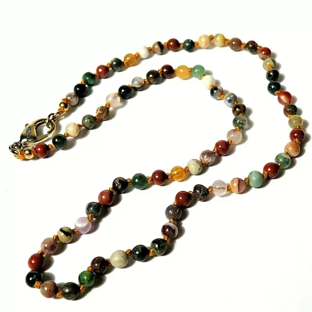 New Lulu Frost PLAZA Natural Multi Color Semi Precious Beaded Necklace Base 16"