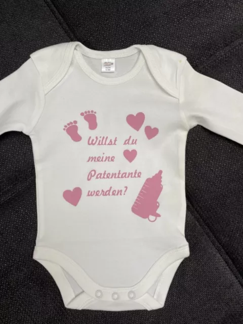 Langarm Baby Body WILLST DU MEINE PATENTANTE WERDEN Druck Motiv Geschenk Geburt 2