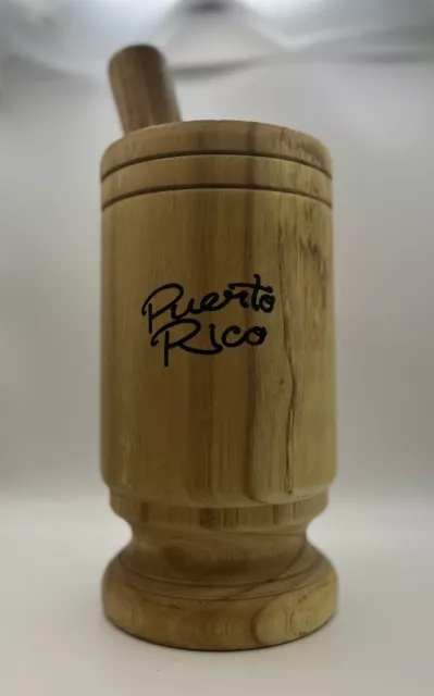 Large Puerto Rico Wood Mortar & Pestle Pylon Pilon Madera - Boricua Rican Tall