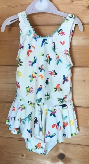 Worn in Good Condition Next Girls White Parrot Swimming Costume Age 2-3 Years