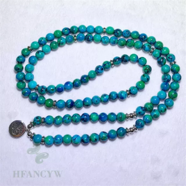 8mm Malachite Lapis Lazuli 108 Beads Pendant Bracelet Cuff Meditation