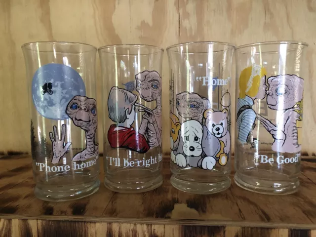 ET Extra Terrestrial Pizza Hut Limited Edition 1992 Glasses Set Of 4