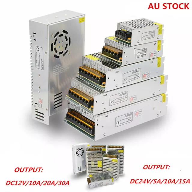 AC240V TO DC 12V/24V 10/20/30A Regulated Switching Power Supply Universal DC PSU
