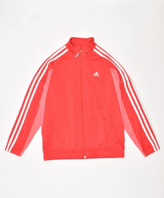 ADIDAS Girls Tracksuit Top Jacket 11-12 Years Red Polyester FP08