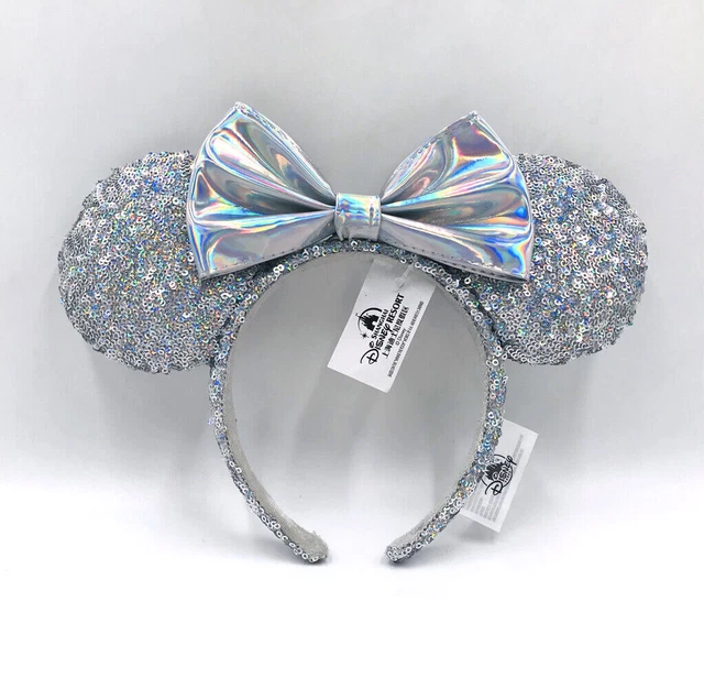 Disney Parks Mickey Cute Minnie Mouse Ears Black Sequins Red Bow Spots Headband