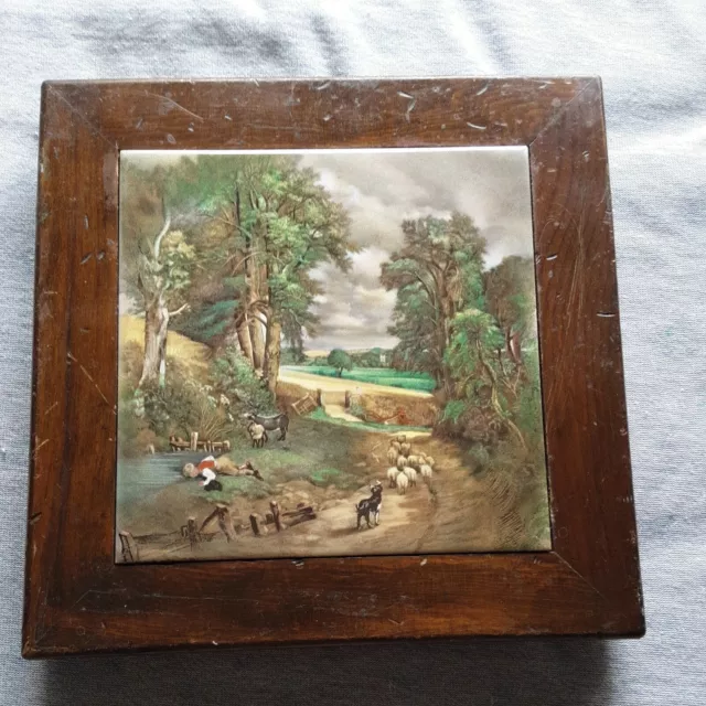Vintage H&R Johnson Ltd England "Countryside" Tile - Framed Made in England  6.5