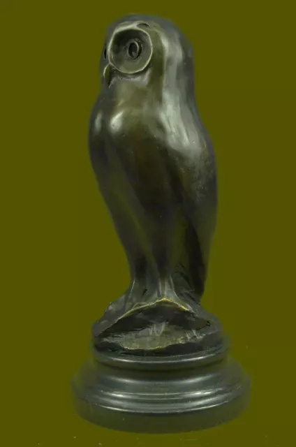 Bronce Mármol Base Búho Ave Escultura Estatua Figura Granero Animal Hogar Decor 3