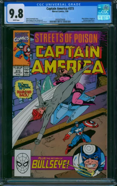 Captain America #373 ⭐ CGC 9.8 ⭐ Black Widow Kingpin Bullseye Marvel Comic 1990