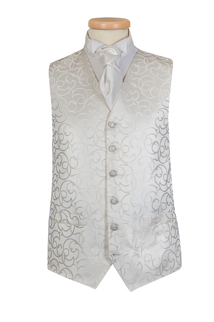 Gilet Gilet Da Matrimonio Avorio Swirl Formale Smart Matching Petto Singolo Uomo
