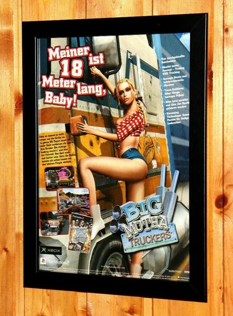 2002 Big Mutha Truckers raro poster piccolo / vecchia pagina pubblicitaria incorniciata Xbox PS2 GameCube