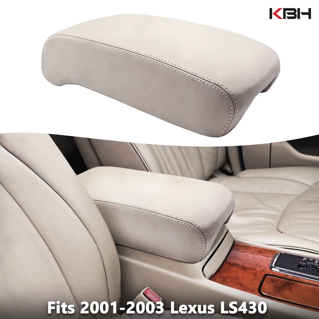 Kar Designers Real Leather Armrest Center Console Lid Cover – For Lexus LS430 2001-2006, Beige