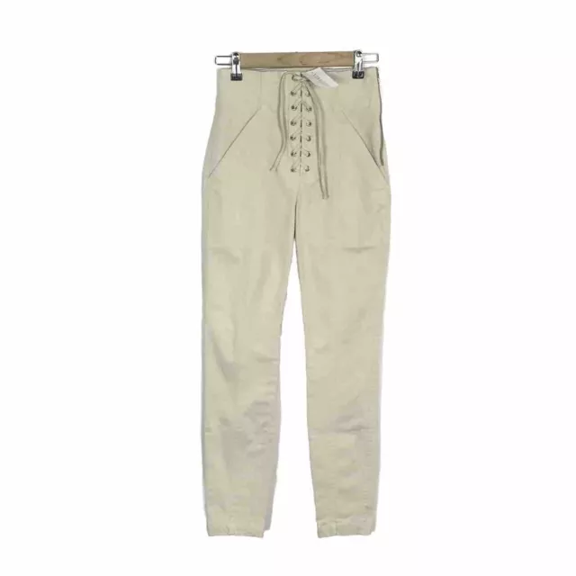 ALC NWT Beige Khaki Kyle Front Lace Up High Rise Pants Women’s Sz 0 Side Zip NEW