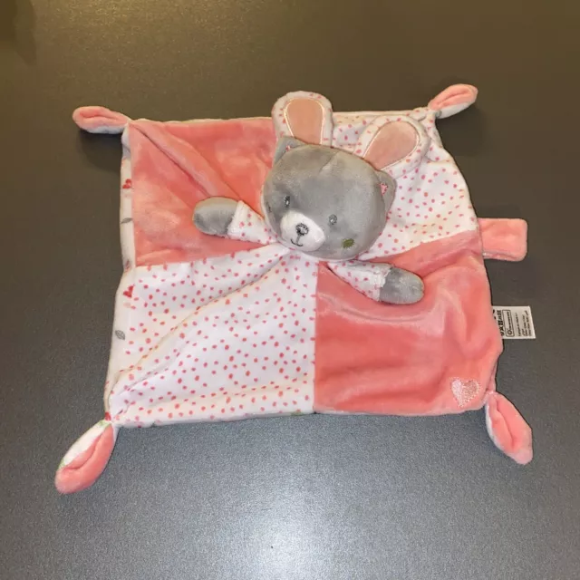 Doudou Plat Nicotoy Gemo Chat Gris Capuche Lapin Rose Blanc Neuf