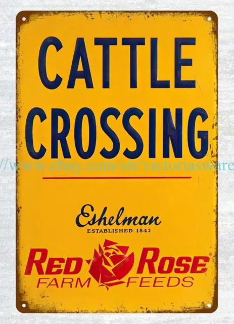 RED ROSE CATTLE CROSSING FARM FEEDS metal tin sign pub shop garage