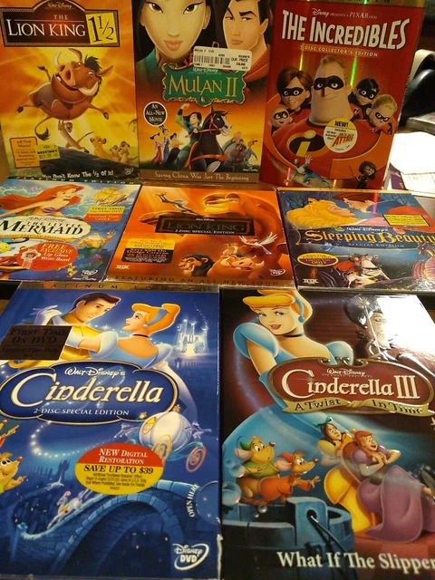 Assorted Kids Family Walt Disney DVD Movies Lot of 8 Cinderella Lion King & MORE