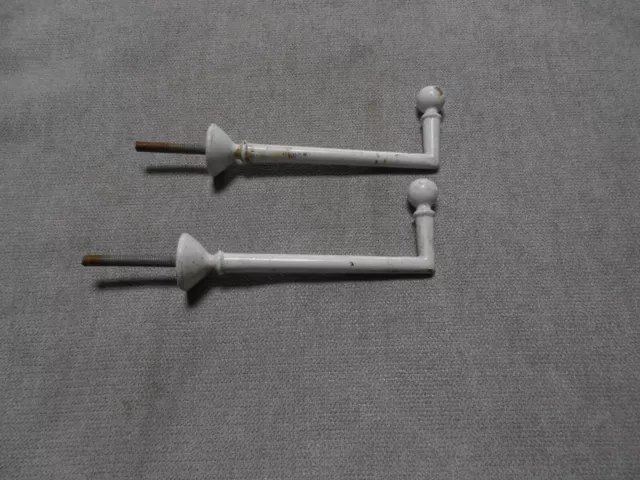 Pair of French Vintage white steel  Curtain Tie backs Hooks