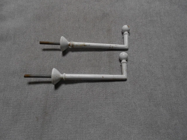 Pair of French Vintage white steel  Curtain Tie backs Hooks