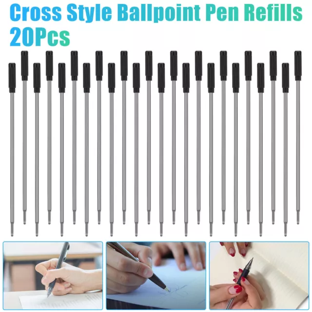 20PCS Cross Style Ballpoint Pen Refills Smooth Flow Black Ink 1.0mm Medium Point
